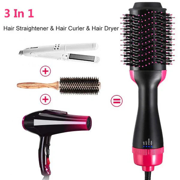 One Step 3-in-1 in 3 Hot Air Brush – Dry, Straighten & Volumize Effortlessly 🔥