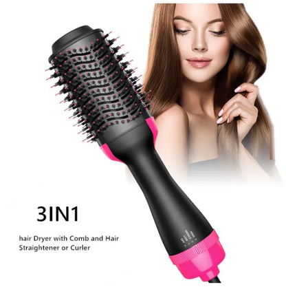 One Step 3-in-1 in 3 Hot Air Brush – Dry, Straighten & Volumize Effortlessly 🔥